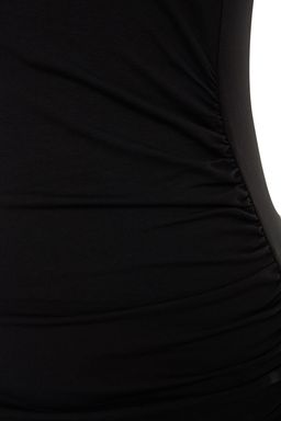 TRENDYOLMILLA lacivert Fitted/Vucuda Oturan Buzgu ve Y?rtmacl? Midi Pamuklu Esnek Orme Elbise TWOSS23EL00777  фото 7