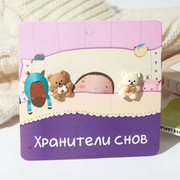 Серьги пластик Мишка с бантиком, цвет бело-коричневый в серебре