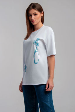 Арт. 31126 Футболка женская оверсайз 44-52 (5 шт) Цвет:белый - Калинка фото 2