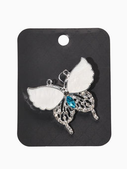 Цена за 2 шт. Брошь «Бабочка», белая в серебре