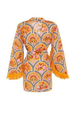 Cicek Desenli Mini Dokuma %100 Pamuklu Plaj Kimono&Kaftan TBESS23KM00004 - Trendyolmilla фото 8