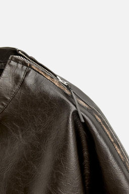 FADED LEATHER EFFECT OVERSHIRT - Zara фото 9