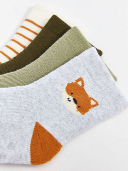 Bask?l? Erkek Bebek Soket ?orap 4l? - Waikiki фото 3