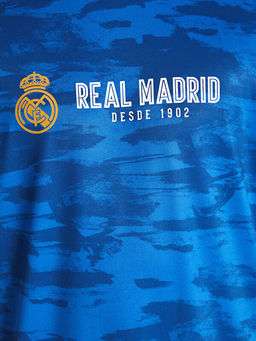 Bisiklet Yaka K?sa Kollu Real Madrid Bask?l? Erkek Taraftar Ti??rt