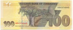 100 долларов 2020 года Зимбабве