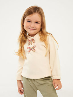 Kap??onlu Uzun Kollu Basic K?z Bebek Sweatshirt ve E?ofman Alt 2li Tak?m - Waikiki фото 2