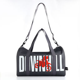 Сумка спортивная на молнии TEXTURA, с подкладкой, длинный ремень, маленький размер, с принтом, серая/белая