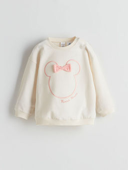 Bisiklet Yaka Uzun Kollu Minnie Mouse Bask?l? K?z Bebek Pijama Tak?m?