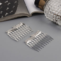 Цена за 2 шт. Гребень для волос QF «Медея», набор 2 шт., волны, 5×4 см, серебро