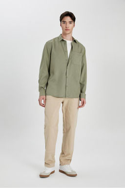 Рубашка из тенселя с длинным рукавом стандартного кроя - Defacto фото 2