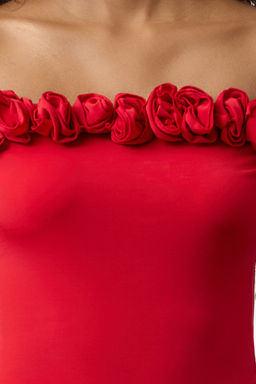 Trendyolmilla K?rm?z? Gul Detayl? Orme Body TPRAW25BD00015  фото 4