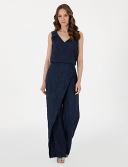 Lacivert Loose Fit Kanvas Pantolon