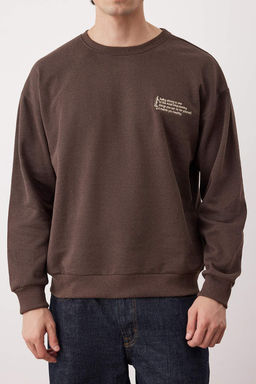 TRENDYOL MAN Antrasit Melanj Oversize/Genis Kesim Uzun Kol Hayvan Nak?sl? Sweatshirt TMNAW24SW00164 - Trendyolmilla фото 25