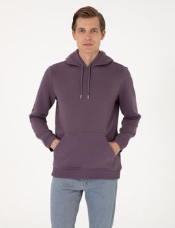 Mor 2 _plik Regular Fit __i Polarl_ Kap__onlu Basic Sweatshirt