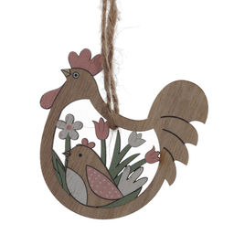 Набор из 8-ми изделий декоративных подвесных "Курица/Петух" (6*05*6), L12,5 W12,5 H1,5 см