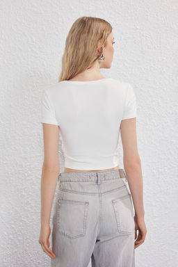 Trendyolmilla Siyah-Beyaz 2li Paket Orme Bluz TWOSS25BZ00504  фото 7