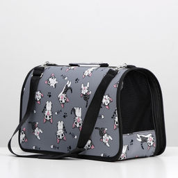 Сумка-переноска каркасная Играющие котики, размер L, 53 х 21 х 29 см, серая - Пижон фото 3