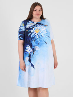 Платье нарядное с цветочным принтом спереди - Almond фото 2