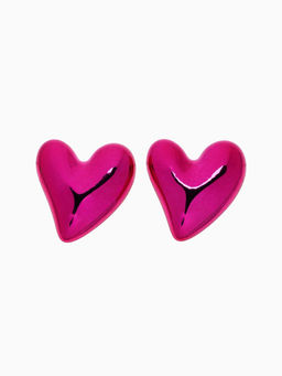 Серьги металл «Сердце» с изгибом, цвет розовый