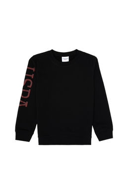 Erkek _ocuk Siyah Basic Bisiklet Yaka Sweatshirt Sepette S_rpriz _ndirim
