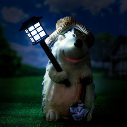 Садовая фигура - фонарь из полистоуна Ёжик с лопатой, 43 см - Хорошие сувениры фото 8