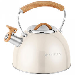 "Zeidan" Чайник из нержавеющей стали 2,5л, со свистком, фиксированная комбинированная ручка с покрытием soft-touch, индукционное капсулированное дно, курковый механизм, внешнее антипригарное покрытие, подарочная коробка (Китай)