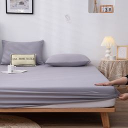 Комплект постельного белья Однотонный Сатин на резинке CSR042 160*200*35 2 спальный 50-70 2 шт