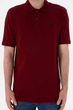 Erkek Regular Fit Polo Yaka Bordo Basic Ti__rt