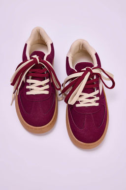 Bordo Iki Bagc?kl? Cift Kullan?ml? Kad?n Retro Spor Ayakkab? TAKSS25SN00009