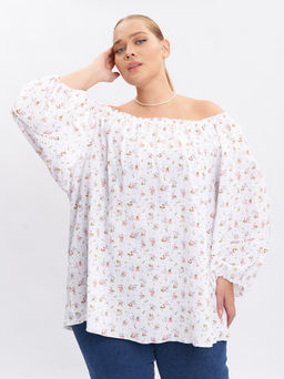 Блузка из муслина с кружевом BL09401FLW02