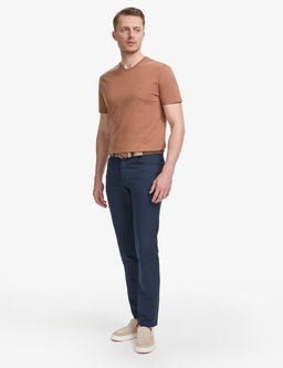 Lacivert Slim Fit Keten Kar___ml_ Kanvas Pantolon