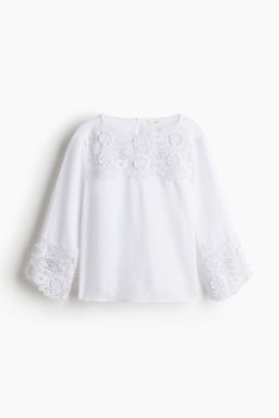 Embroidered linen-blend blouse