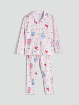 G?mlek Yaka K?z ?ocuk Pijama Tak?m?