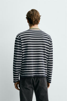 CAMISETA JACQUARD RAYAS AARON LEVINE X ZARA / Azul / Blanco