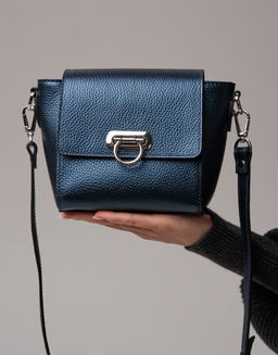 Сумка кожаная через плечо Azaro 3520 синий металлик