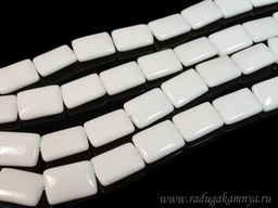 Бусины из агата белого прямоугольник 25*18мм, 40см, 16 бусин Радуга камня