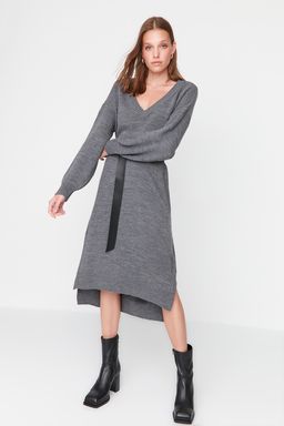 Antrasit Maxi Triko Genis Kal?p Elbise TWOAW23EL00642
