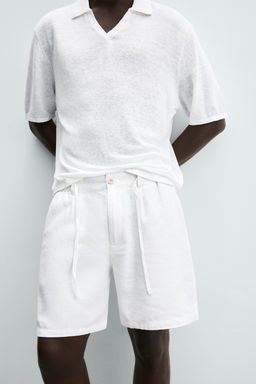 BERMUDA REGULAR FIT LINO ALGOD?N / Blanco