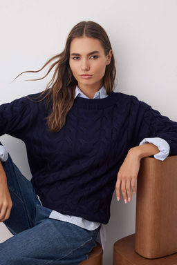 More Sustainable Lacivert Kay?k Yaka Triko Kazak TWOAW26KZ00126 - Trendyolmilla фото 5