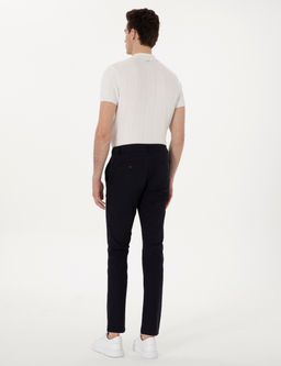 Lacivert Slim Fit Jogger Kanvas Pantolon