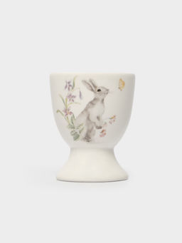 Подставка для яйца, 7 см, керамика, белая, Кролик с цветами, Flower Rabbit - Anna lafarg фото 2