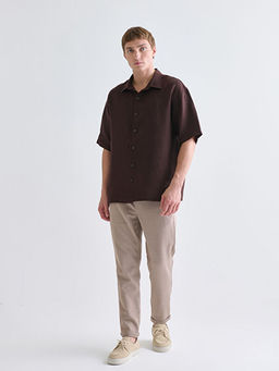 Regular Fit K?sa Kollu %100 Keten Erkek G?mlek