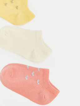 Kalp Bask?l? K?z Bebek Patik ?orap 3l?