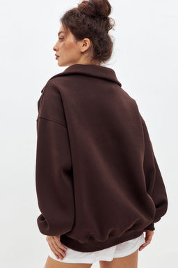 Толстовка женская из футера начес Комфорт шоколад макси