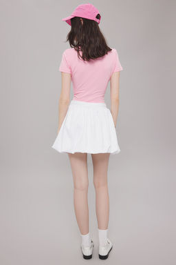 Beyaz Beli Bagc?kl? Balon Esnek Mini Etek TWOSS25ET00066