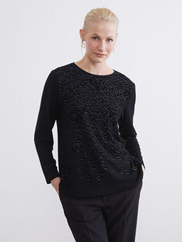 Bisiklet Yaka Desenli Kad?n Ti??rt