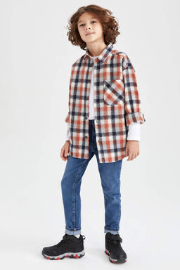 Фланелевая рубашка с длинным рукавом для мальчика - Defacto фото 3