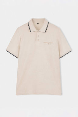 Bej Regular Polo Yaka Dokulu Polo Yaka T-shirt TMNSS26PO00021