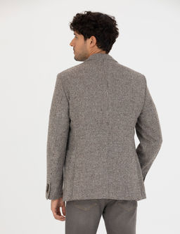 Kahverengi Slim Fit Y_n Kar___ml_ Ceket