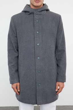 TRENDYOL MAN Antrasit Regular Fit K?sl?k Yun Kar?s?ml? Kapusonlu Kase K?sl?k Kaban TMNAW25KB00001 - Trendyolmilla фото 4
